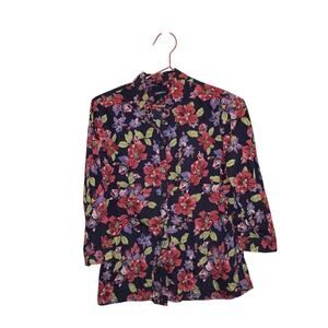 LANDS END floral No-Iron Supima Cotton Shirt size 4